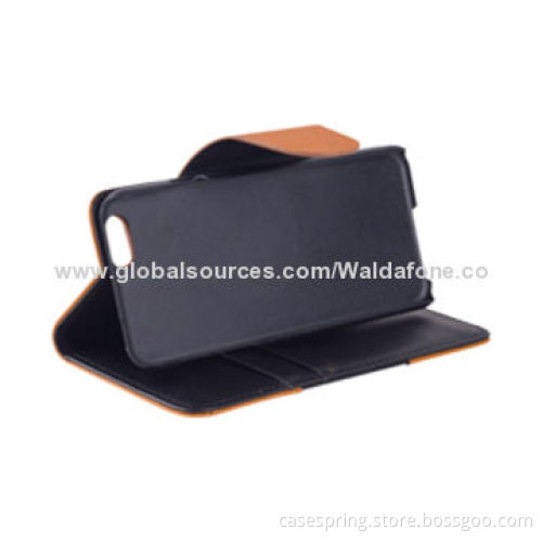 PU leather case for iPhone 6 with card slots and splicing design